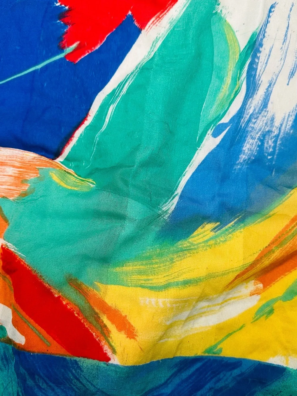 Multicolor Abstract Decorative Scarf - Blue, Teal, Red, Orange